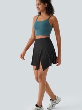 HALARA NWT Black High Waisted Asymmetrical Hem 2 in 1 Pocket Mini Dance Skirt XL